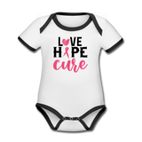 Love Hope Cure Organic Short Sleeve Baby Bodysuit - white/black