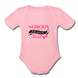 Nobody Fights Alone Organic Short Sleeve Baby Bodysuit - light pink