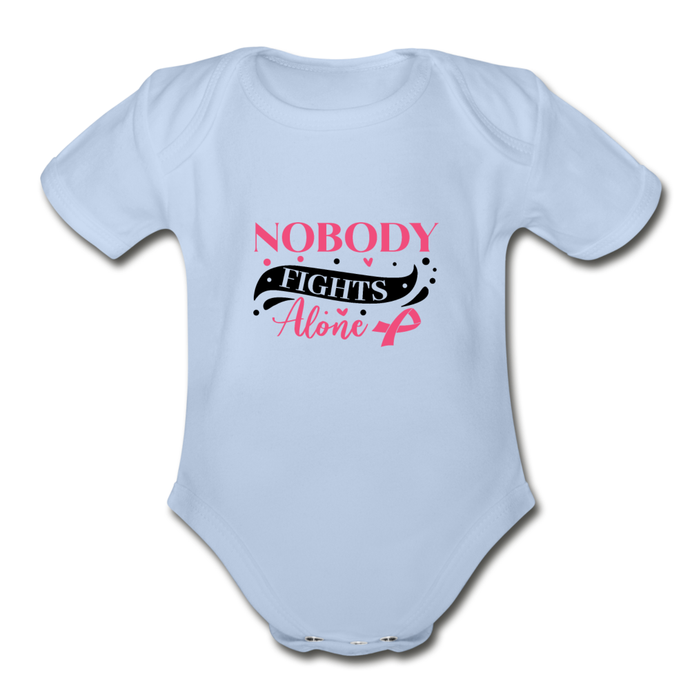 Nobody Fights Alone Organic Short Sleeve Baby Bodysuit - sky