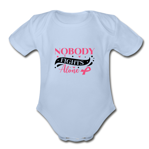 Nobody Fights Alone Organic Short Sleeve Baby Bodysuit - sky