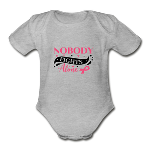 Nobody Fights Alone Organic Short Sleeve Baby Bodysuit - heather gray