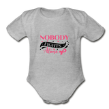 Nobody Fights Alone Organic Short Sleeve Baby Bodysuit - heather gray
