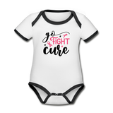 Go Fight Cure Organic Short Sleeve Baby Bodysuit - white/black
