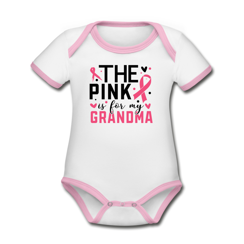 The Pink is for My Grandma Organic Short Sleeve Baby Bodysuit - white/pink
