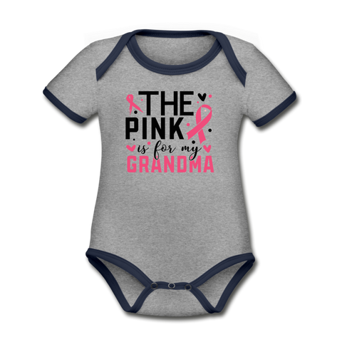 The Pink is for My Grandma Organic Short Sleeve Baby Bodysuit - white/pink