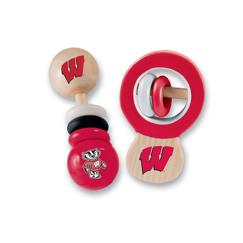 Wisconsin 2 Pack Wood Baby Rattles
