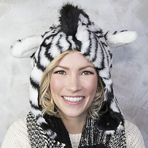 Zebra Faux Fur Eskimo Hat for Infants & Toddlers